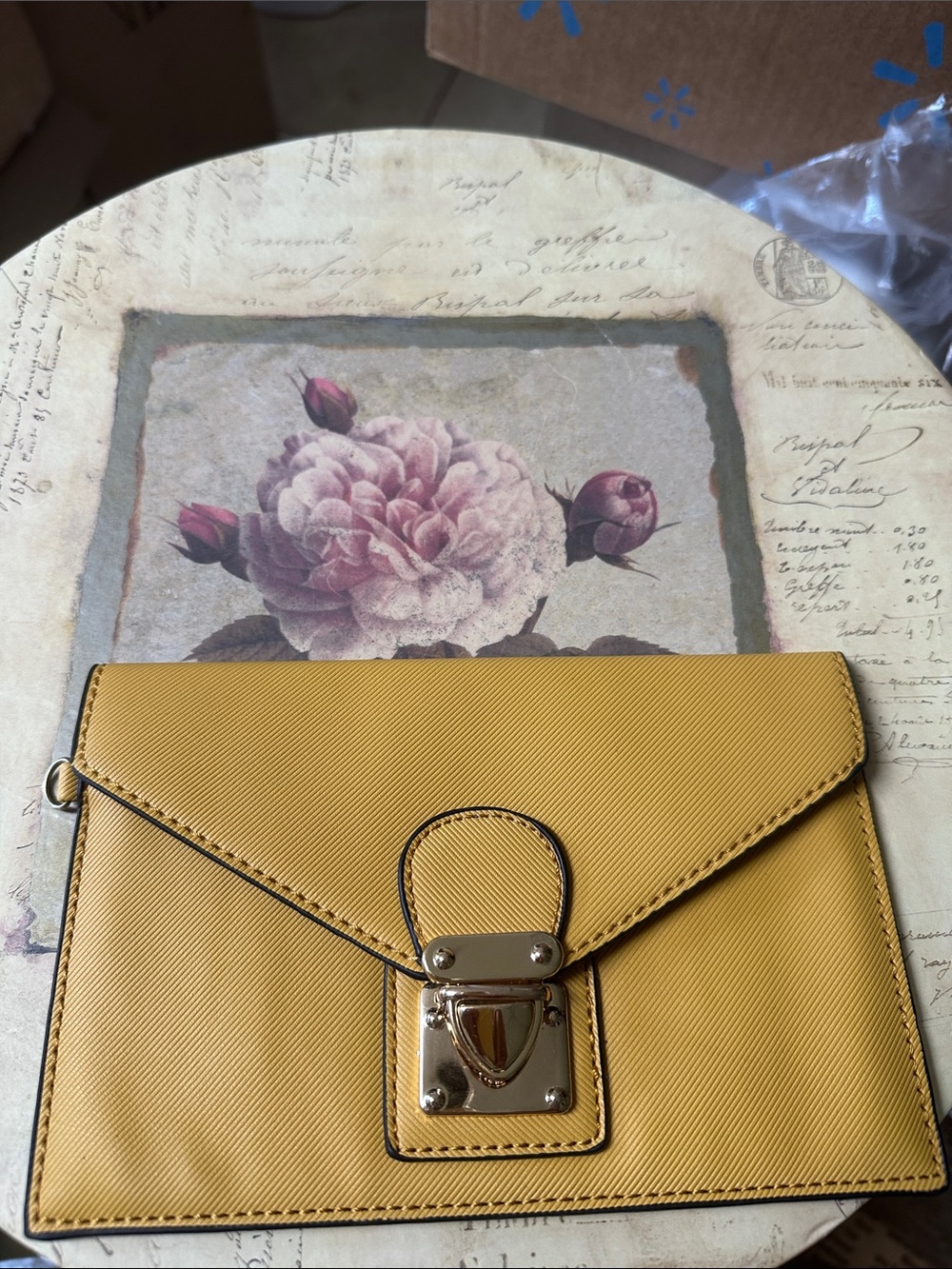 Gold Crossgrain Leather Wristlet